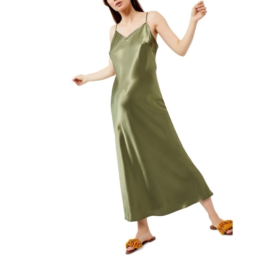 NWT Pietro Brunelli x A Pea in the Pod Something Navy Satin Olive Slip Dress M